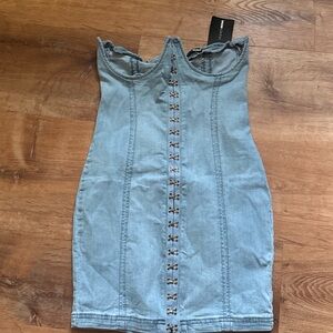 Fashion Nova Light Blue Strapless Dress